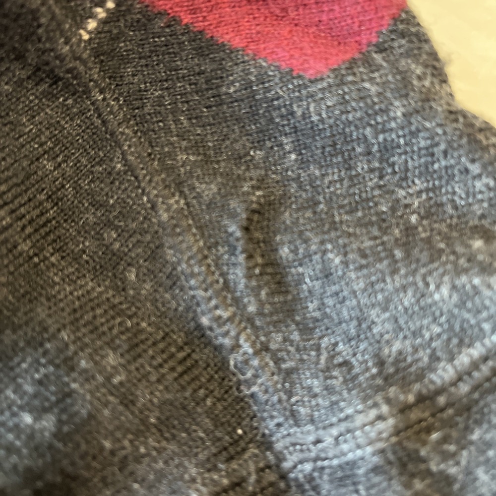 Banana Republic Sweater Black Argyle Diamond 100%‎ Merino Wool V Neck Preppy M - Picture 7 of 9